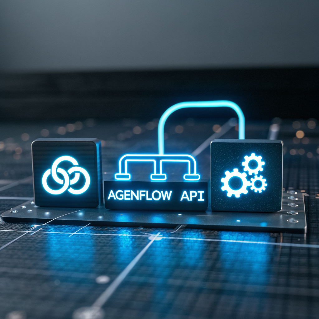 Diagram showing AI agent orchestration and revenue workflow flow